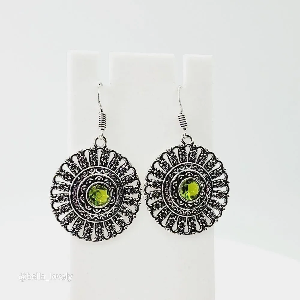 Peridot Handmade Drop Dangle Earrings Jewelry 1.6